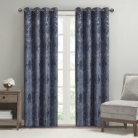SUNSMART Total Blackout Grommet Top Curtain Panel with Navy Finish SS40-0206