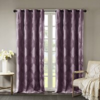 SUNSMART Polyester Ogee Knitted Jacquard Total Blackout Panel in Plum SS40-0211