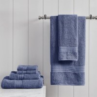 Madison Park Modern Cotton 6 Piece Towel Set with Navy Finish MP73-7472