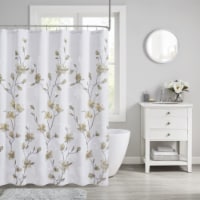 Madison Park Modern Floral Printed Burnout Shower Curtain with Yellow MP70-7482