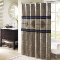 Madison Park Traditional Polyester Jacquard Shower Curtain with Navy MP70-7543