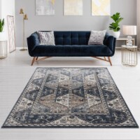 Madison Park Dakota Vienna Woven Turkish Area Rug, Blue/Cream - 5x7'