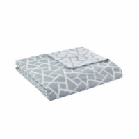 N Natori Soho Geo Polyester Duvet Mini Set with Grey and White Finish