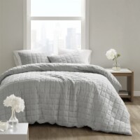 N Natori Cocoon Oversized Comforter Set - Full/Queen - Grey