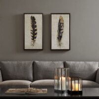 Urban Habitat Gilded Feathers Wall Art - Black/Tan/Gold