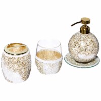 Mosaic 4 Piece Bath Accessory Set Gold See below
