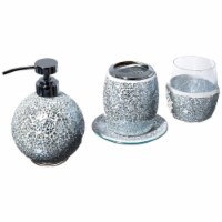 Mosaic 4 Piece Bath Accessory Set Silver See below