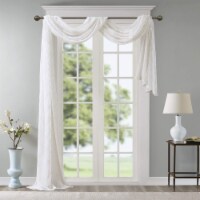 JLA Home INC Irina Diamond Sheer Embroidered Window Scarf White 50x216