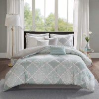 Cadence 9 Piece Cotton Sateen Comforter Set Aqua Cal King