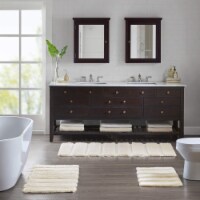 Tufted Pearl Channel Washable Bath Mat, , 17 W X 24 L, Wheat