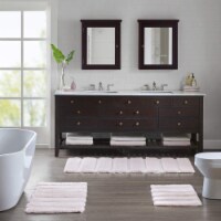 Tufted Pearl Channel Washable Bath Mat, , 17 W X 24 L, Blush