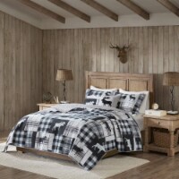 Sweetwater Oversized 4 Piece Quilt Set Black/Grey Full/Queen