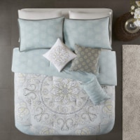 Madison Park Lucinda 7 Piece Reversible Cotton Sateen Comforter Set Blue Cal King