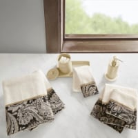 Madison Park Aubrey 6 Piece Jacquard Towel Set Black See below