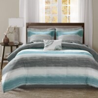 Madison Park Saben Complete Comforter and Cotton Sheet Set Aqua Queen