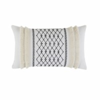 Ink+Ivy Bea Embroidered Cotton Oblong Pillow with Tassels Ivory Oblong
