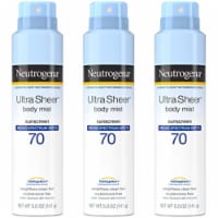Neutrogena Ultra Sheer Body Mist Sunscreen Spray Broad Spectrum SPF70,UVA/UVB 5 oz(Pack of3)