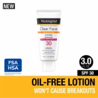 Neutrogena Clear Face Facial Sunscreen for Acne-Prone Skin SPF 30 Fragrance-Free Broad Spectrum Perspective: Main
