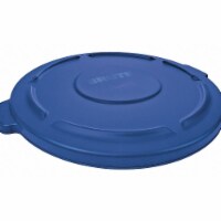 Rubbermaid Commercial Trash Can Top,Flat,Snap-On Closure,Blue 1779733