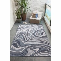 Liora Manne Malibu Waves Indoor Outdoor Area Rug Navy 1'11  x 7'6