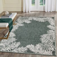 Liora Manne Malibu Pine Border Indoor Outdoor Area Rug Green 4'10  x 7'6