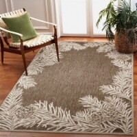 Liora Manne Malibu Pine Border Indoor Outdoor Area Rug Neutral 7'10  x 9'10