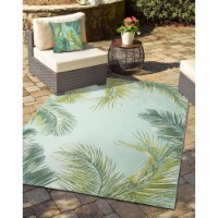 Liora Manne Marina Palm Border Indoor Outdoor Area Rug Aqua 8'10 x 11'9
