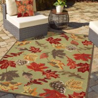 Liora Manne Ravella Falling Leaves Indoor Outdoor Area Rug Moss 5' x 7'6