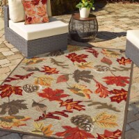 Liora Manne Ravella Falling Leaves Indoor Outdoor Area Rug Natural 8'3  x 11'6