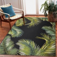 Liora Manne Marina Palm Border Indoor Outdoor Area Rug Black 8'10 x 11'9