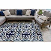 Liora Manne Ravella Floral Tile Indoor Outdoor Area Rug Navy 7'6  x 9'6
