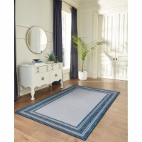 Liora Manne Carmel Multi Border Indoor Outdoor Area Rug Navy 6'6  x 9'4