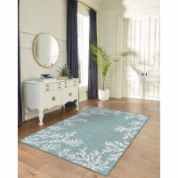 Liora Manne Carmel Coral Border Indoor Outdoor Area Rug Aqua 4'10  x 7'6