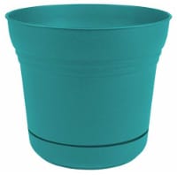 Bloem SP1426 14 in. Saturn Planter with Saucer, Bermuda Teal