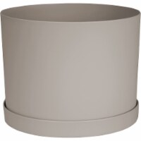 Bloem Mathers Garden Planter w/Saucer Tray Pebble Stone Beige, White, 6
