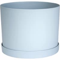 Bloem Mathers Planter w/Saucer Tray Misty Blue Garden Plater, White, 8