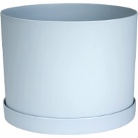 Bloem Mathers Planter w/Saucer Tray Misty Blue Garden Planter, White, 6