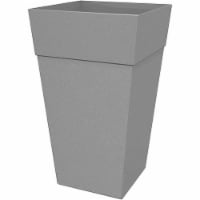Bloem Tall Finley Square Recycled Plastic Planter, In/Outdoor Use, 9 Gal, Cement Grey, 25