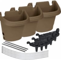 Bloem Hanging Outdoor Planter/ Flower Pot Garden System, Brown (3 Piece)