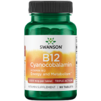 Swanson Vitamin B-12 Cyanocobalamin - Triple Action 1,000 Mcg 90 Tablets