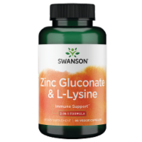 Swanson Zinc Gluconate & L-Lysine - 2-In-1 Formula 90 Veg Caps