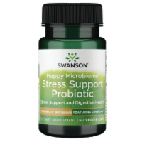 Swanson Happy Microbiome Stress Support Probiotic - Featuring Cerebiome 3 Billion Cfu 60 Veg