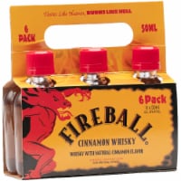Fireball Cinnamon Whiskey Bottles with Carrier Perspective: Main