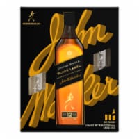 Johnnie Walker Black Label Blended Scotch Whisky with Two Highball Glasses