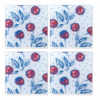 Cherry Picking Set Of 4 Glass Coasters 4 X 4