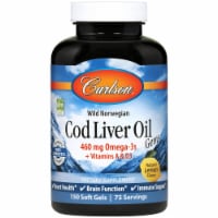 Carlson Wild Norwegian Cod Liver Oil Gems - Lemon 150 Sgels