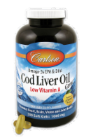Carlson Cod Liver Oil Low A 1000 mg Softgels