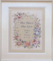 Dimensions Stamped Cross Stitch Kit 11 X14 -Two Hearts Wedding Record
