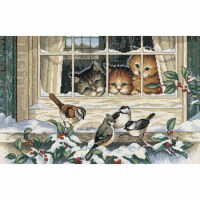 Dimensions Counted Cross Stitch Kit 14 X9 -Three Bird Watchers (18 Count)