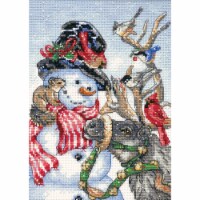 Dimensions Gold Petite Counted Cross Stitch Kit 5 X7 -Snowman & Reindeer (18 Count)